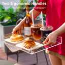 2 Pack Serving Tray with Handles, Clear Acrylic Tray for Serving Food, Large Outdoor Food Trays for Eating, Lucite Acrylic Trays for Appetizer, Pizza, Fruit and Drinks, Unbreakable, 16"12"