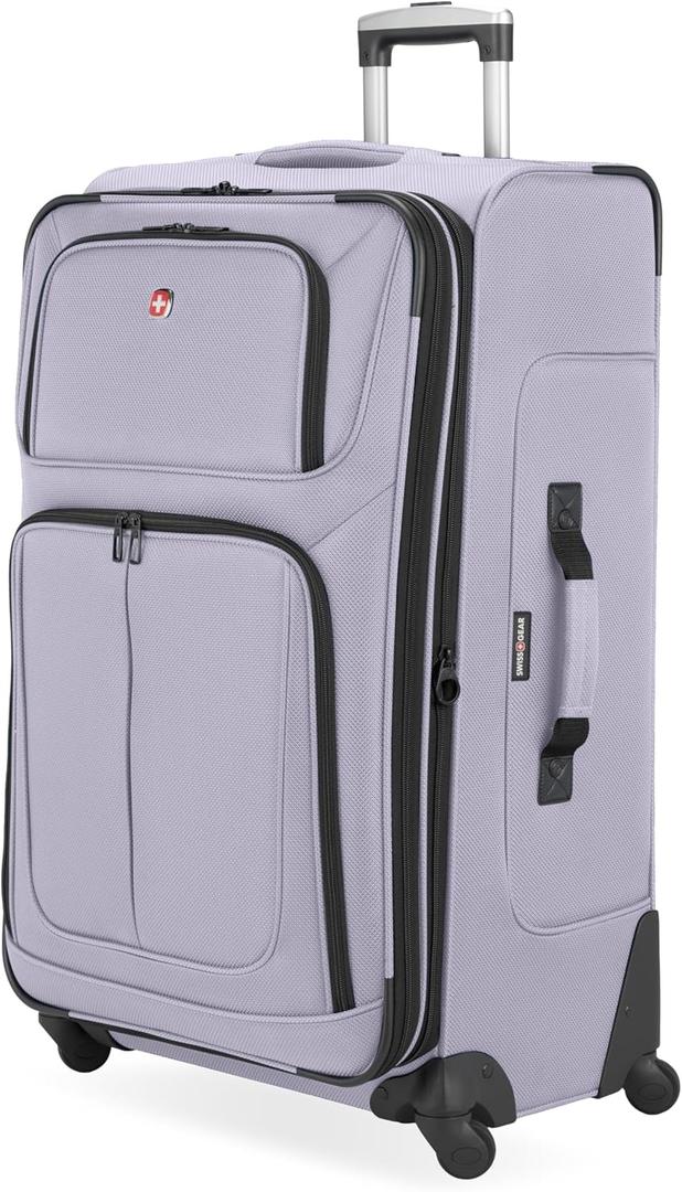 SWISSGEAR Sion Large Checked Spinner Luggage, Softside Expandable, Lightweight Suitcase, Evening Haze, 30-Inch