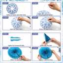 JarThenaAMCS 18Pcs Blue and White Paper Lantern Set 8 Inch Chinoiserie Porcelain Flower Hanging Lantern with 12 Inch Honeycomb Ball Paper Fan for Birthday Wedding Baby Shower Party Decor
