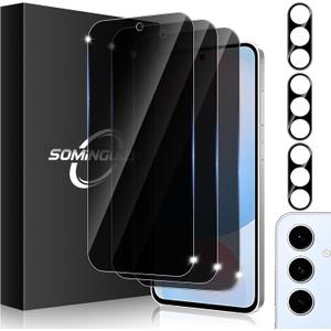 3+3 Pack for Samsung Galaxy S24 FE 5G Privacy Screen Protector & Phone Camera Lens Protector 9H Tempered Glass Cell Phone Protector Camera Case (Galaxy S24 FE Privacy)