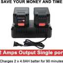 21v Battery Dual Port Quick Charger Base, Dual Rapid Charger Compatible 21v Lithium-Ion Battery by SHINTYOOL (Battery Not Included)