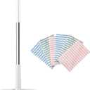 Snap Grip Mini Mop,Convenient Cloth Changing Mini Mop,Retractable Gap Dust Cleaner Flat Mops with Locking Head &Sweeping Cloths,1mop + 5random Color Rags (White)