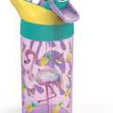 Zak Designs 16oz Riverside Desert Life Kids Water Bottle with Straw and Built in Carrying Loop Made of Durable Plastic, Leak-Proof Design for Travel, 2PK Set