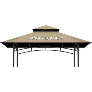 Grill Gazebo Replacement Canopy Top Only - 5' x 8' Outdoor BBQ Gazebo Canopy Roof, Waterproof Double Tiered Shelter Cover Fit for Model L-GG001PST-F (Khaki, 5x8)