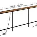 102.4" Behind Couch Table with 2 Fast Charging Stations, 7.1" Narrow Skinny Sofa Table with 4 Power Outlets, 4 USB-A, 2 USB-C for Console Entryway, Rustic Brown