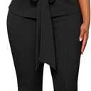 Blazer Pants Suits for Women Dressy Sleeveless Vest with Belt Wide Leg Pants 2 Piece Outfits Business Set Casual Suiting (Small, Black)