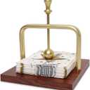 Gold Wood Napkin Holder for Table, Cocktail Napkin Holder for within the Limits of 4.54.5 inch Napkin,Wooden Square Napkin Dispenser with Metal Center Ball for Kitchen Bar Wedding Party