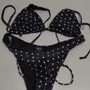 WDIRARA Women's Polka Dots Bikini Set Halter Triangle Swimsuit 2 Piece Bathing Suit (A Black Multicolor), Small