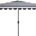 Outdoor Vienna Navy and White 6'6" x 10' Rectangle Crank UV Protected Umbrella