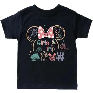 Magical Kingdom Castle for Little Girls Funny Graphic Vacation Trip Short Sleeve Tee (Black)