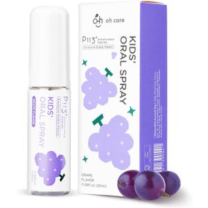 Mouth Spray for Kids, Toddler Toothpaste Helper, Fluoride Free Baby Toothpaste Cavity Protection, Oral Care with Natural P113+ Antibacterial Peptide - for Newborns to Age 6, Grape