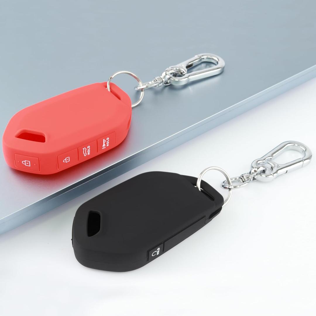 TANDRIVE 5-Button Key Fob Cover for Kia 2026 Sportage 2026 2025 K4 K5 Sorento Telluride 2022-2026, Silicone, 2-Pack, Black and Red