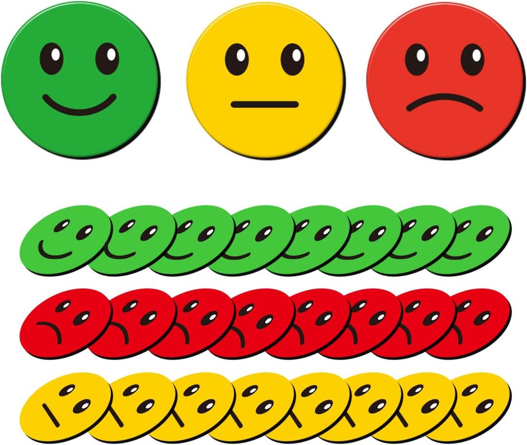 60 Pcs 1 Red Green Yellow Smiley Face Magnets, Colored Magnetic Dots for Whiteboard, Refrigerator, Office, Classroom (60, Red/Green/Yellow-Colors)