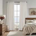100% Blackout Ivory Off White polyester Velvet Curtains 96 inch Long for Living Room, Set of 2 Panels Liner Rod Pocket Back Tab Thermal Window Drapes Room Darkening Heavy Decorative Curtain for Bedroom