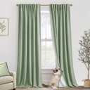 PANELSBURG Sage Green Cat Proof Linen Blackout Curtains 84 Inch Long, Spring French Country & Boho Farmhouse Style Pleated Drapes for Bedroom Living Room, Cottagecore Cottage Core Decor, Light Green (52"W x 84"L (Pack of 2))