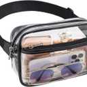 Veckle Clear Belt Bag - Clear Fanny Pack Stadium Approved for Women Large Transparent Waist Bag for Sports Events, Concerts, Festivals, Black