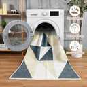 2x3 Washable Area Rugs Geometric Abstract Small Carpet Blue and Gold Doormat for Entryway Bathroom Living Room Bedroom Washing Room Non Slip (Multi Color)