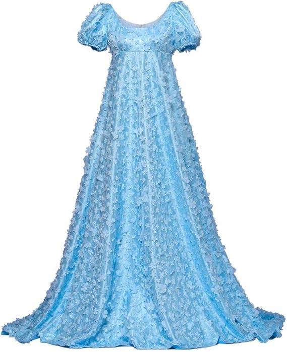 Daphne Regency Women's Blue Lace Dress Light Blue S