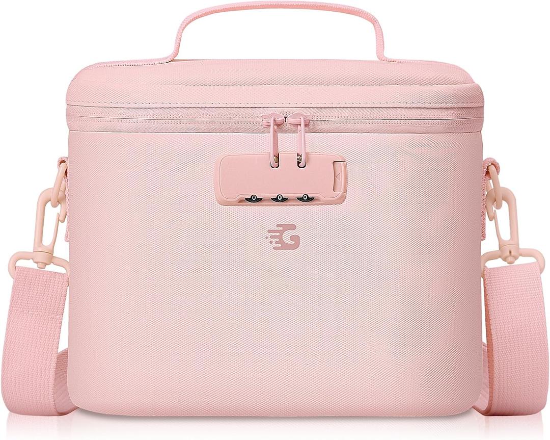 Lockable Lunch Box Bag Women Girls - Insulated Waterproof Leakproof Lightweight Reusable Cooler with Combination Lock for Work - Back to School Teacher Mothers Day Christmas Birthday Gifts (Pink)