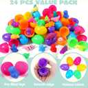 JOYIN 24 Pcs Easter Prefilled Eggs with Mochi Squishy Toys, Dinosaur Stress Reliever Squishy Toy for Easter Theme Egg Hunt, Kids Party Favor, Basket Stuffers Filler, Classroom Prize Supplies