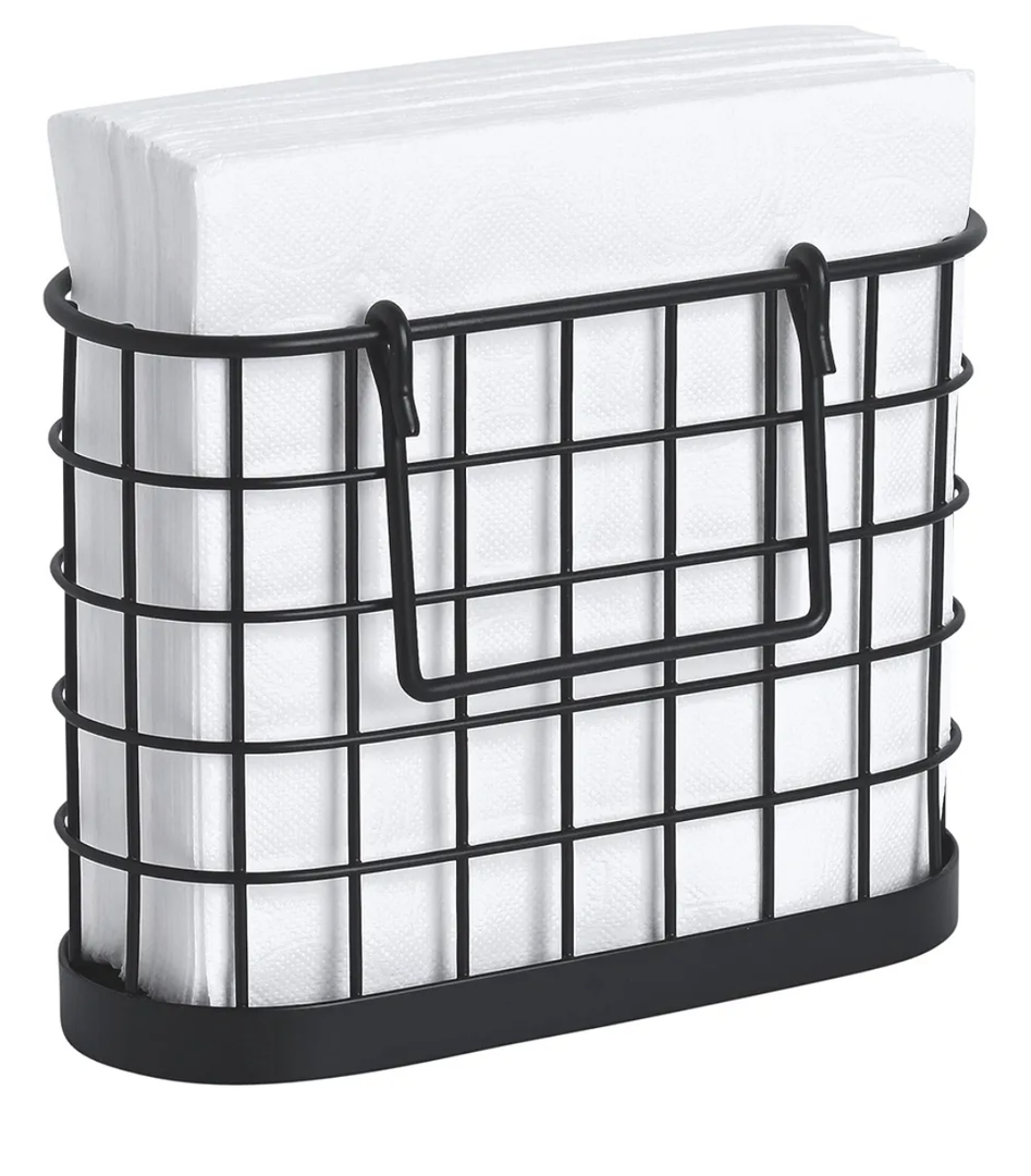 HOMECLASS6 Black Napkin Holder - Vintage Napkin Holders for Kitchen Farmhouse Decor. Upright Paper Napkin Holder for Tables, Bar, or Restaurant, Matte Black