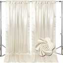 10ft x 10ft Ivory White Backdrop Curtains for Parties, Fabric Satin Background Curtain with Rod Pockets for Weddings, Birthday, Baby Shower, Photography, Graduation Party Backdrop Drapes, 2 Panels