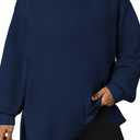 Eytino Plus Size Sweatshirts for Women Oversized V Neck Long Sleeve Pullover Tops 2026 Fall Fashion Outfit Clothes, 3X, Navy Blue