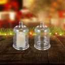Cabilock Glass Candle Holder Set, Small Clear Wedding Wax Cup with Cloche Dome Cover, Household Tealight Candle Cup for Banquet Home Decoration, 6.69X3.93X3.93 Inch