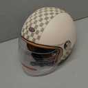 Motor Cycle Helmets for Men Dual Visor 3/4 Open Face Motorcycle Helmet for Men & Women, DOT Approved Unisex Retro Half Helmet，Motorbike Casco for Moped Cruiser (White, M)