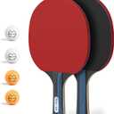 Glymnis Ping Pong Paddles Set Table Tennis Rackets with Balls, Storage Case for Indoor Outdoor Table Tennis Paddle Game Accessories