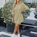 Ekouaer Pajamas 2 Piece Lounge Sets Ribbed Knit Matching Outfits T-shirt Biker Shorts Sleepwear Loungewear Sweatsuits (Green, S)