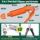 2-in-1 Cat Nail Clippers & Dog Nail Clippers Trimmers for Large Medium Small Dogs Cats Claw Trimmer Quick Sensor and Safety Guard USB Rechargeable with 2 LED Lights Dogs Nail Trimmer (XL, Orange 6th Generation)