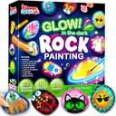 Rock Painting Kit- Glow in The Dark Rock Kit, Arts and Crafts for Kids Ages 6-12, Art Supplies Toy , Kids Craft Paint Kits, Arts & Crafts for Boys Girls Birthday Party Gift Toy
