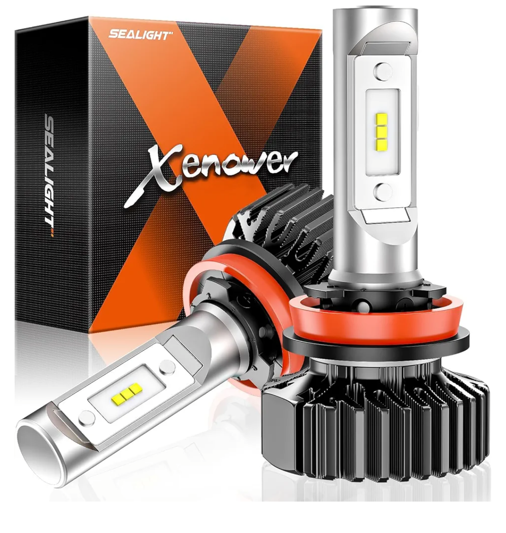 SEALIGHT H1 1 LED Bulbs for H9 H8 Light Bulbs, SuperBright 6000K White, 1:1 Size Plug-N-Play Design, Canbus Eror Free AntiHyper Flashing, Pack of 2