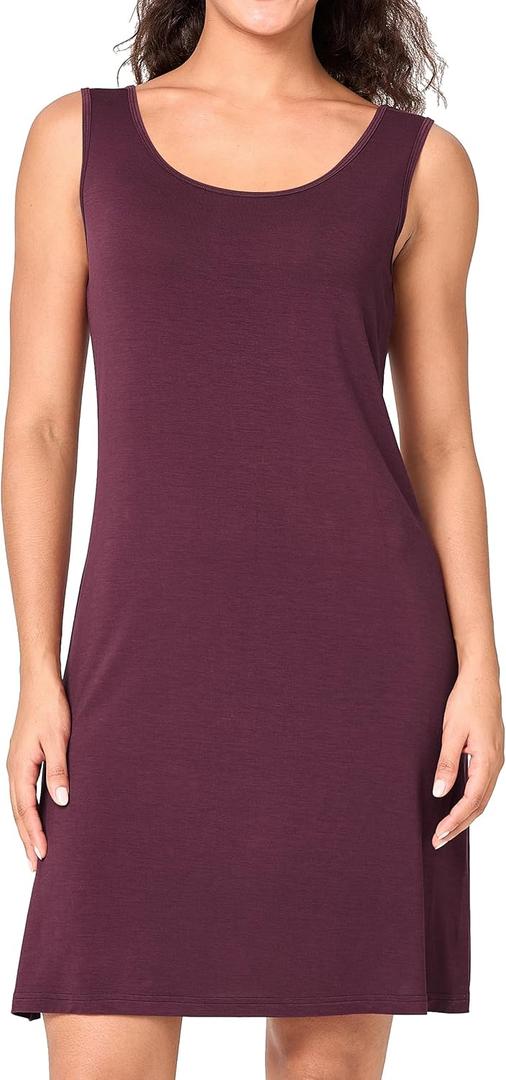 BAMBOO COOL Womens Sleeveless Nightgown Soft Lightweight Nightshirts Sleep Dress Wide Strap Summer Sleepshirt (Medium, Mulberry)