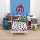 Marvel The Avengers I Am A Hero Blue, Green, Red, and Yellow 2 Piece Toddler Sheet Set - Fitted Bottom Sheet, and Pillowcase
