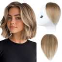 REECHO Human Hair Clip-in Hair Volumizer - 1PC 8 Inch Short Thick Hairpieces for Extra Volume, Easy Clip-in Wig for Thin & Fine Hair -Ash Brown
