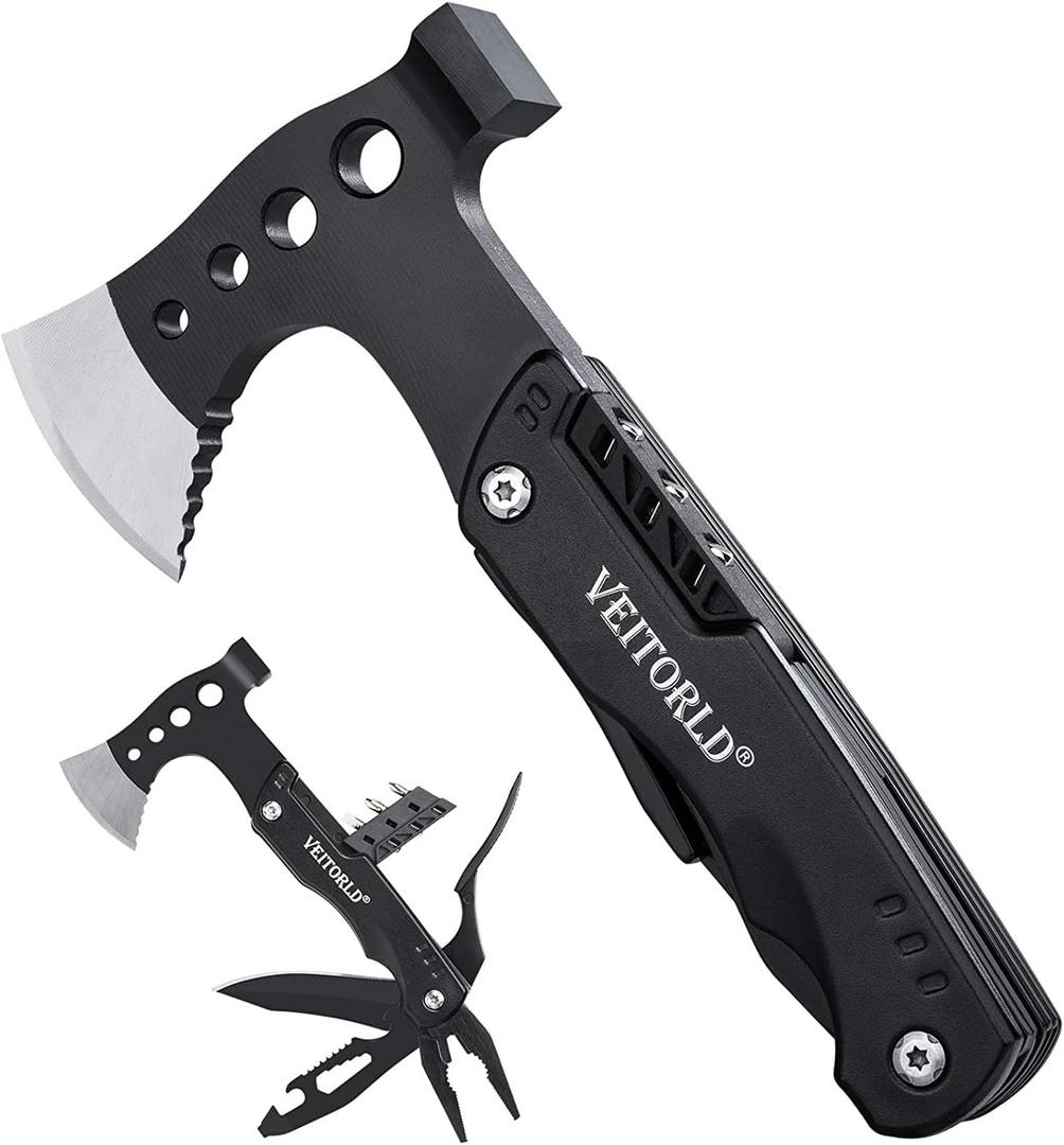 VEITORLD Gifts for Men Dad Husband, Unique Anniversary Birthday Gifts Idea for Men Him, Multitool Axe Hammer Camping Accessories, Survival Gear and Equipment, Cool Hunting Fishing Hiking Presents
