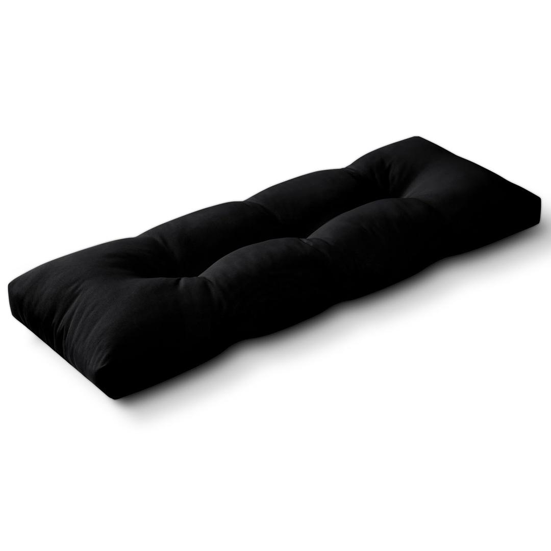Indoor/Outdoor Bench Cushion, Waterproof Patio Bench Seat Cushion with Non-Slip Bottom, Tufted Bench Cushions for Indoor/Outdoor Furniture, 42x16x4 inch, Black