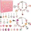 OuMuaMua 24 Days Christmas Advent Calendar 2025, Charm Bracelet Making Kit, Pink Charm Beads, Countdown Calendar DIY Jewelry Making Kit for Adults Women Teens Girls Kids Xmas Holiday Birthday Gifts