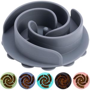 Slow Feeder Dog Bowls Insert, Bestalk Soft Silicone Slow Eating Feeder Insert with Suction Cups for Small, Medium and Large Dogs, Fit into Basic and Elevated Dog Bowls, Grey