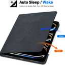 HFcoupe for iPad Pro M4 Case 13 inch 7th Gen 2024, Book Style iPad Pro case 13 in with Elastic Pencil Holder, Magnetic Closure, Embossing Print Cover Support Touch ID and Auto Wake/Sleep, Black
