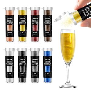 Edible Glitter for Drinks  Pandalab 8 Colors Luster Dust Set Food Grade Shimmer Powder for Cocktails for Cake Decorating, Fondant, Chocolate & Donuts, 5g/Bottle