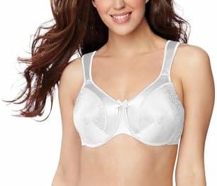 Bali Women's Minimizer Bra, Satin Tracings Underwire Bra, Bustline Slimmer, Full Coverage Bra Size 36DD White