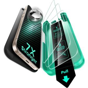 ESR 3 Pack 9H+ Glass for iPhone 16 Pro Screen Protector, [Military Grade Shatterproof & Longest Durable] Armorite Ultra-tough Tempered Glass with UltraFit Tray