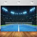 BELECO 7x5ft Fabric Tennis Sport Backdrop Tennis Court Stadium with Spotlights Fans Sports Background for Party Decorations Photo Booth Shoot Studio Props