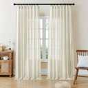 Joydeco Linen Curtains 96 Inch Length 2 Panel Sets, Light Filtering Curtains for Bedroom 52 Inch Wide Living Room Drapes with Back Tabs & Rod Pockets (W52 x L96 Inch, Beige)