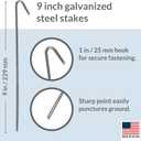 Pinnacle Mercantile 60 Pack Tent Stakes Metal Garden Edging Fence Hooks Pegs Christmas Decoration Stakes Made USA 9 inches Long