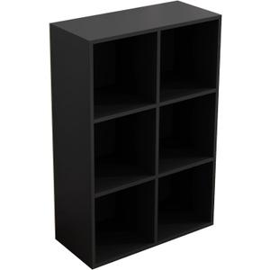 OSCHF 6-Cube Storage Shelf Bookcase - Wooden 3-Tier Floor Standing Open Bookshelf for Home and Office, Display Cabinet, Black