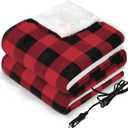 Sealy 12-Volt Heated Car Blanket, Portable Electric Blanket with 3 Heating Levels & 4 Hours Auto Off for Car, Truck, SUV, RV or Camping, Machine Washable, 59" X 43", Plaid